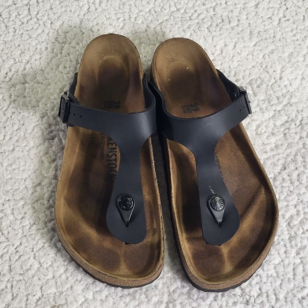 Birkenstock Gizeh faux leather birko  Black size 39 US 8-8.5